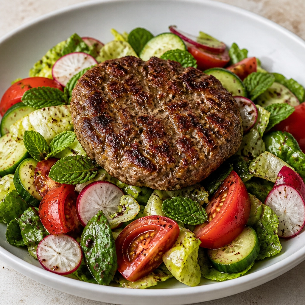 Fattoush b Lahmeh