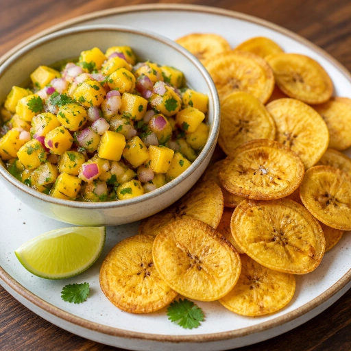 Mango Salsa with Baked Plantain Chips