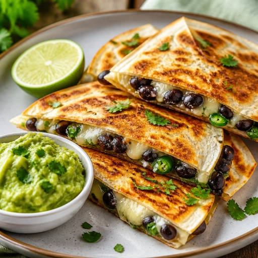 Quesadillas con Frijoles Negros y Guacamole