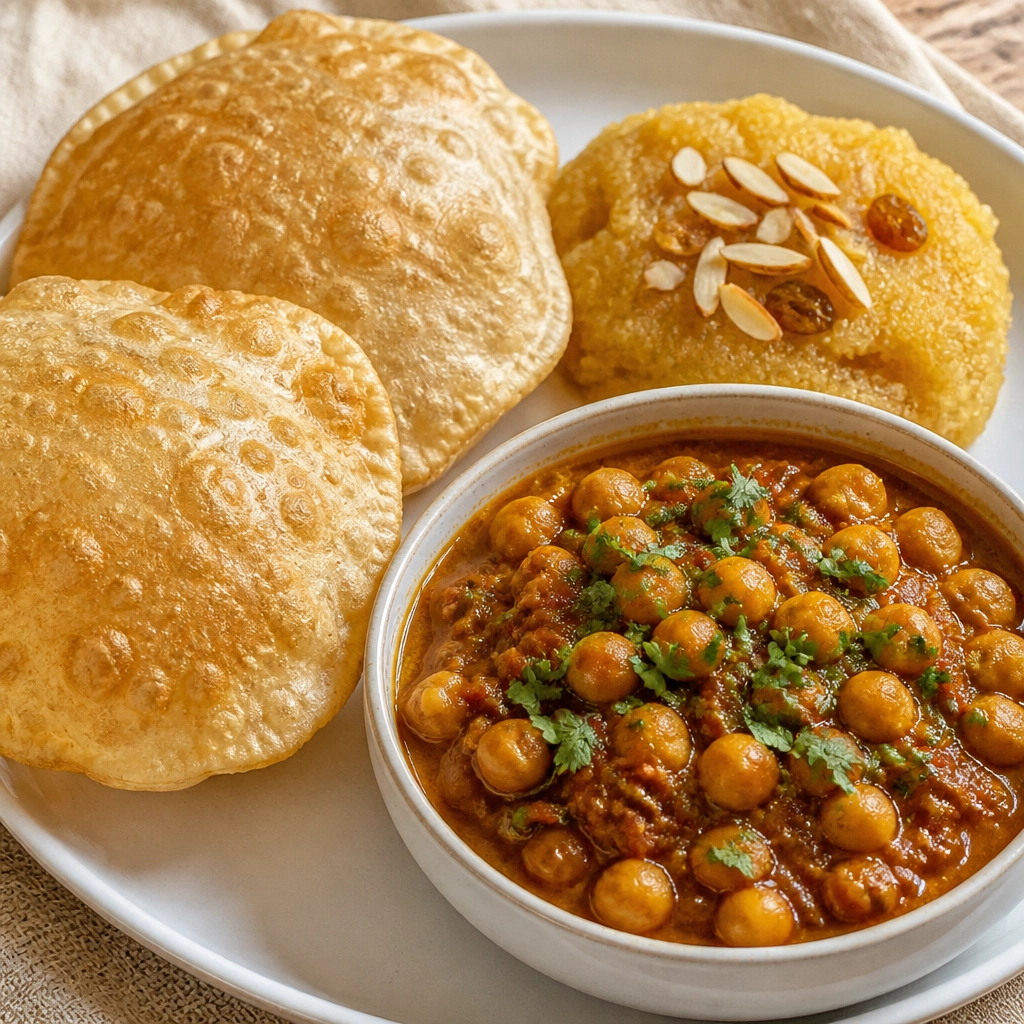 Halwa Puri with Chana Masala