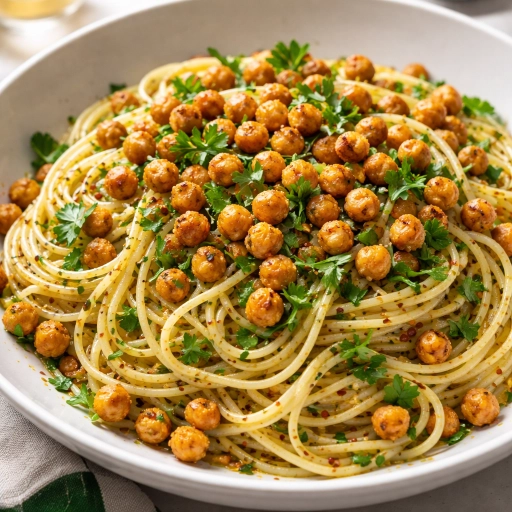 Spaghetti Aglio e Olio with Crispy Chickpeas
