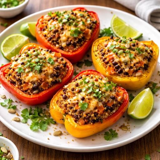 Pimientos Rellenos de Quinoa y Frijoles Negros
