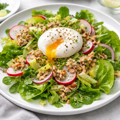 Green Salad with Poached Egg and Tuna Vinaigrette