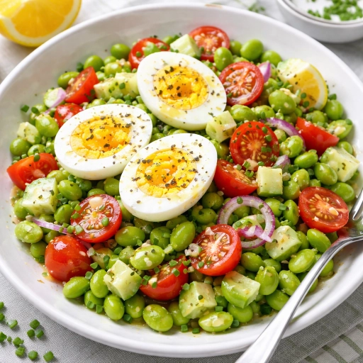 Edamame Salad with Egg and Lemon Mustard Dressing