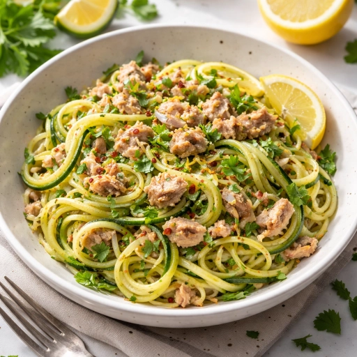 Zucchini Pasta with Garlic, Lemon, and Tuna