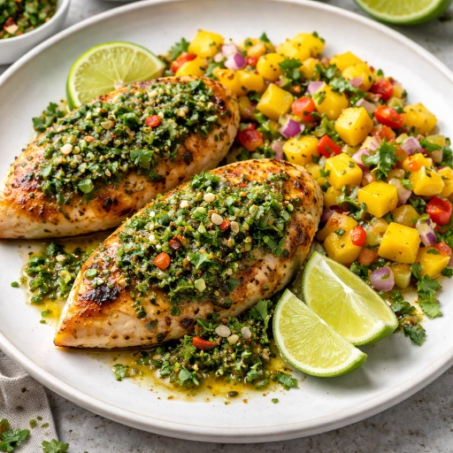 Chicken Steak with Chimichurri and Mango Salsa