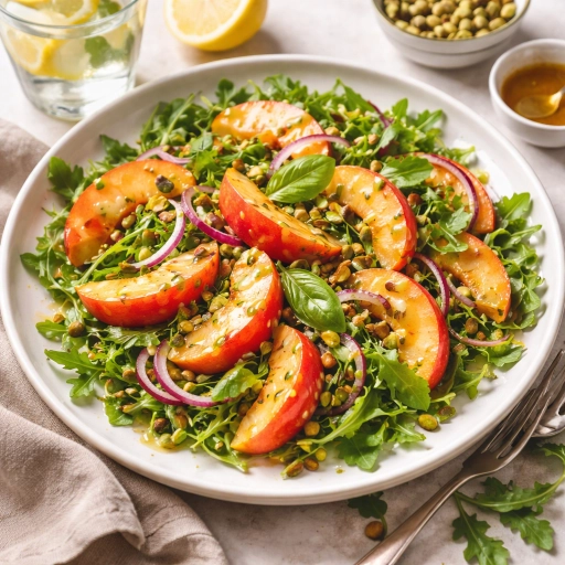 Peach Arugula Salad with Lemon Dressing