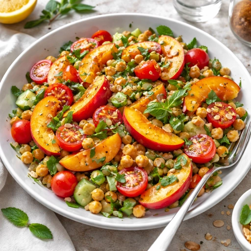Savory Peach and Chickpea Salad