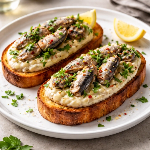 Tostas de Sardinha com Creme de Feijao Branco