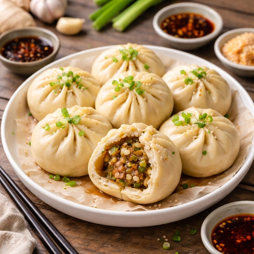 Baozi with Spring Onion and Minced Meat