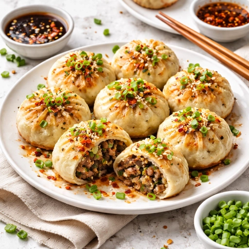 Pan-Fried Baozi with Spring Onion and Beef