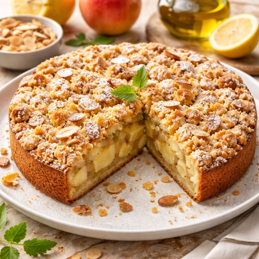 Apple Olive Oil Cake with Almonds and Crumble