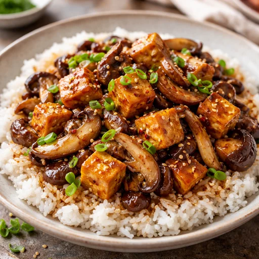 Yakiniku-Style Stir-Fried Mushrooms and Tofu