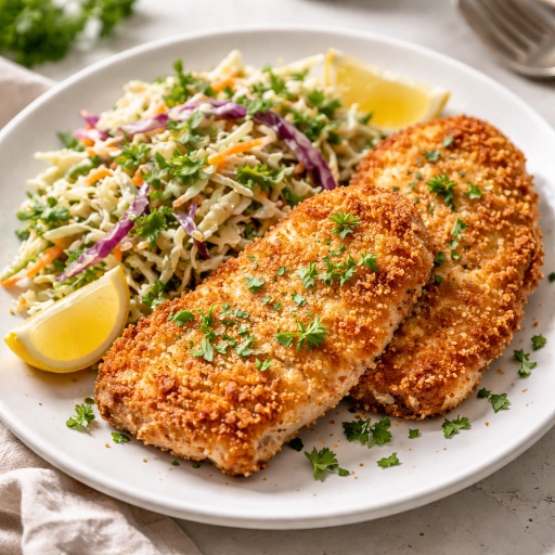Crispy Pork Cutlets with Cabbage Slaw