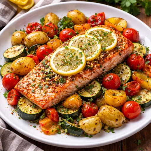 Baked Salmon with Vegetables and Lemon