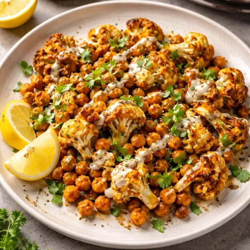 Harissa Chickpeas with Roasted Cauliflower