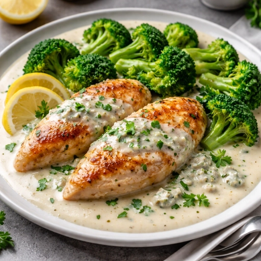 Chicken Breast with Gorgonzola Sauce and Broccoli