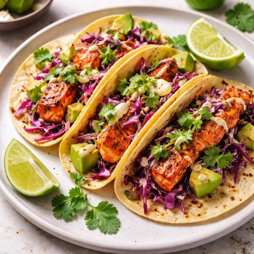 Salmon Tacos with Lime Cabbage Slaw