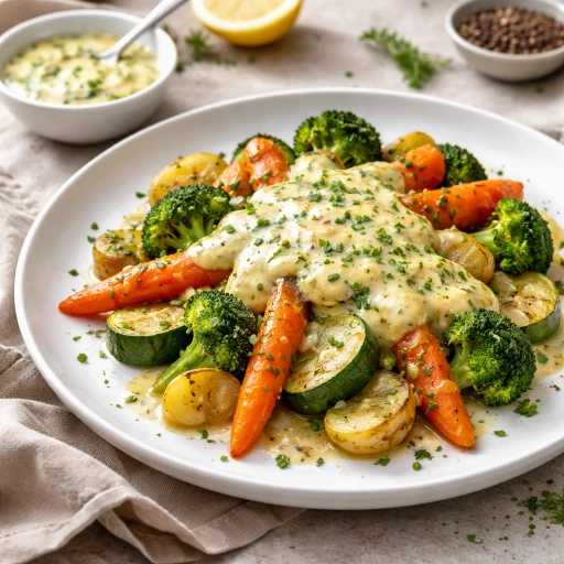 Lemon and Herb Hollandaise with Roasted Vegetables
