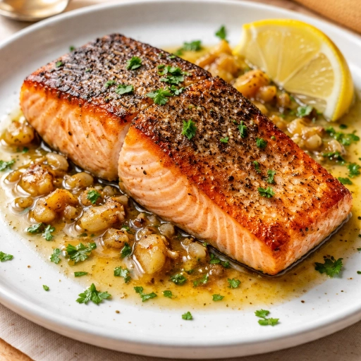 Saumon poêlé, sauce au vinaigre