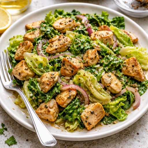 Warm Garlic Chicken and Lettuce Skillet Salad