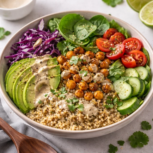 Buddha Bowl mit Quinoa und Kichererbsen
