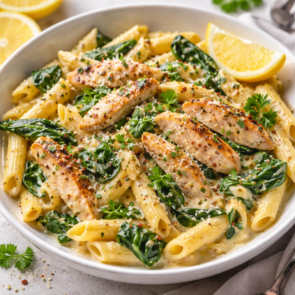 Lemon Chicken Pasta with Spinach