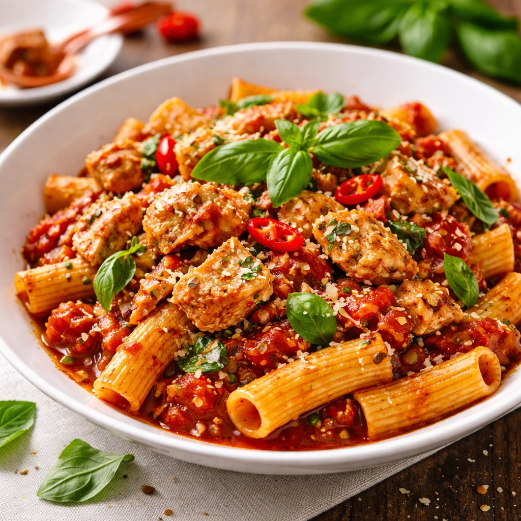 Pasta all'arrabbiata with Chicken