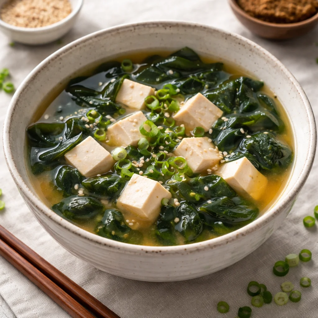 Miso-Suppe mit Tofu und Wakame