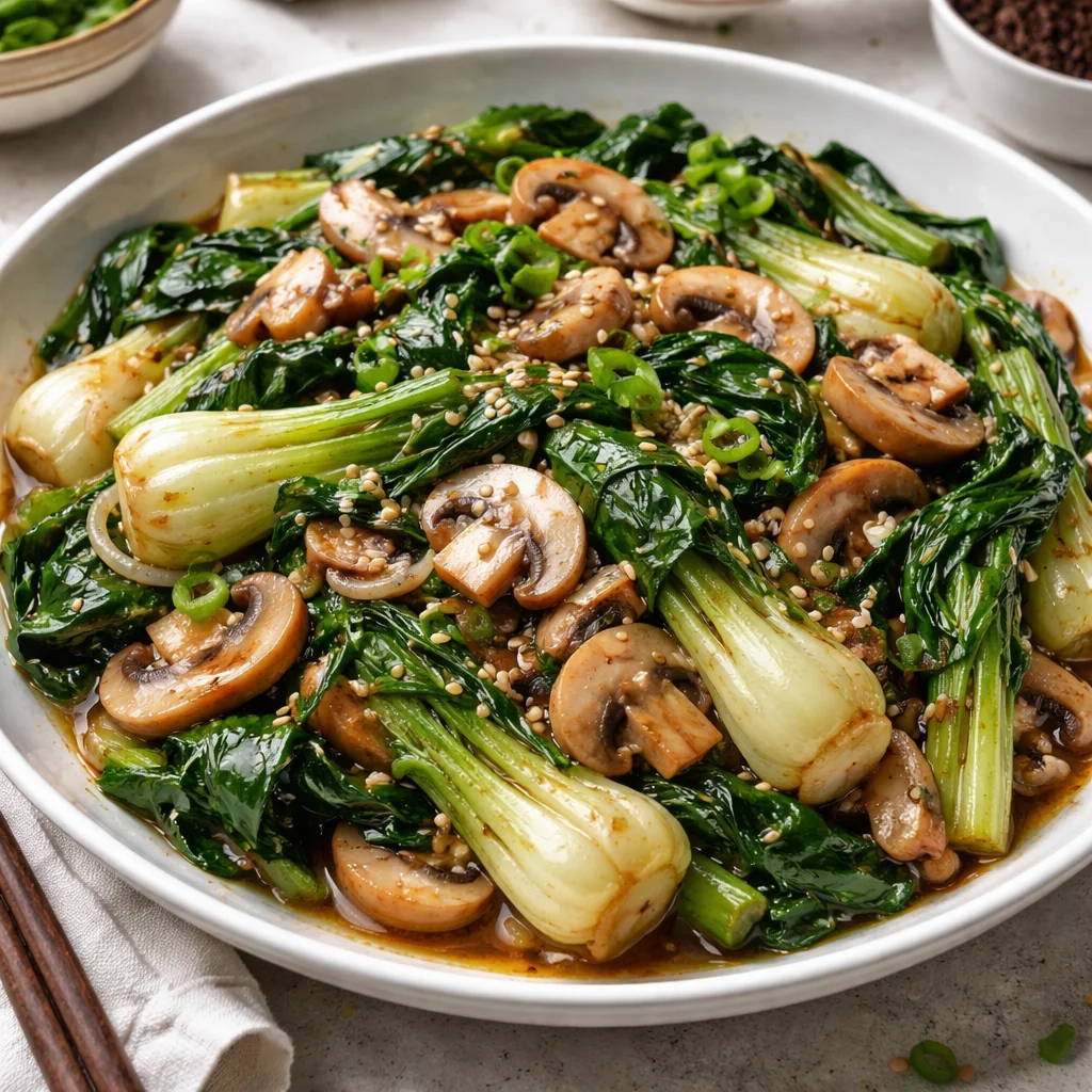 Ingwer Bok Choy und Pilz Pfannengericht
