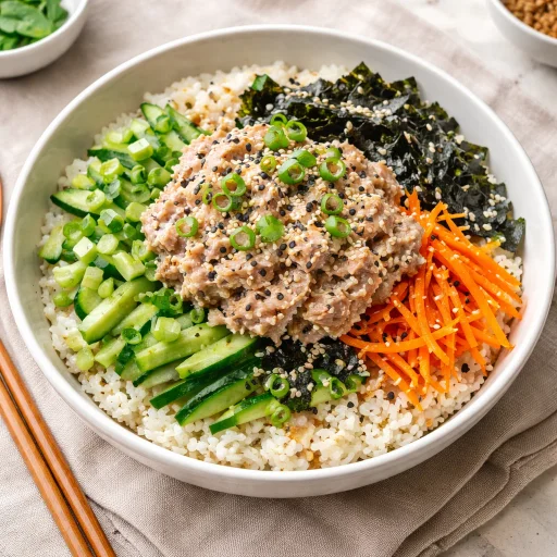 Tuna Rice Bowl with Onigiri Flavors