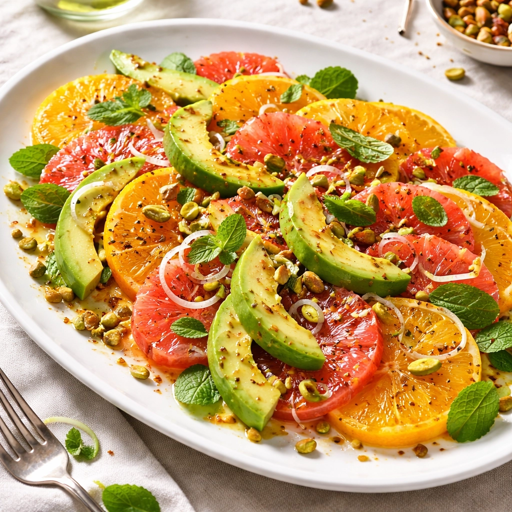 Zitrus-Avocado-Salat mit scharfen Honig