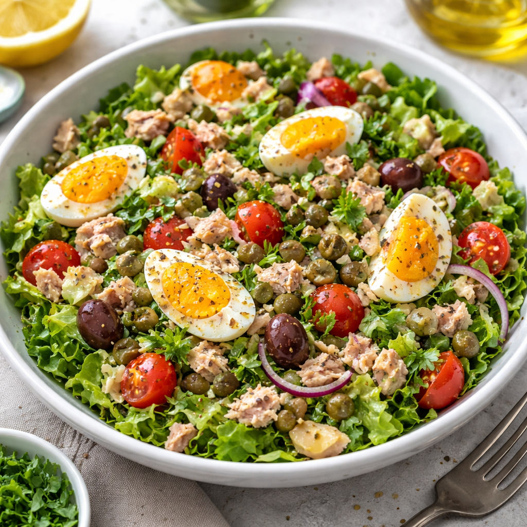 Mediterranean Tuna, Egg & Herb Chopped Salad
