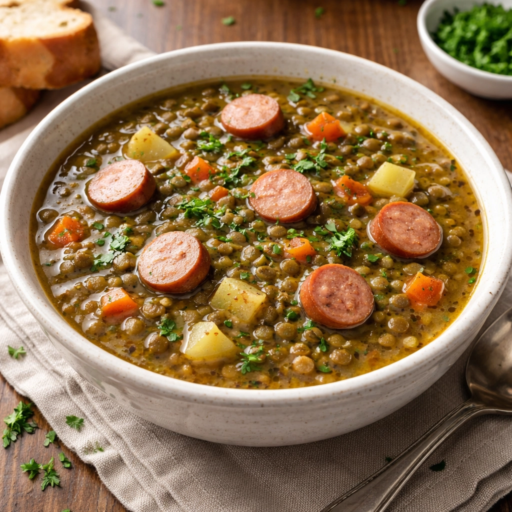 Linsensuppe mit Frankfurter
