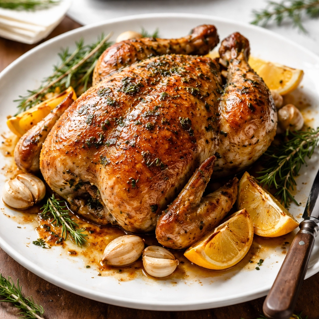 Poulet rôti aux herbes et citron