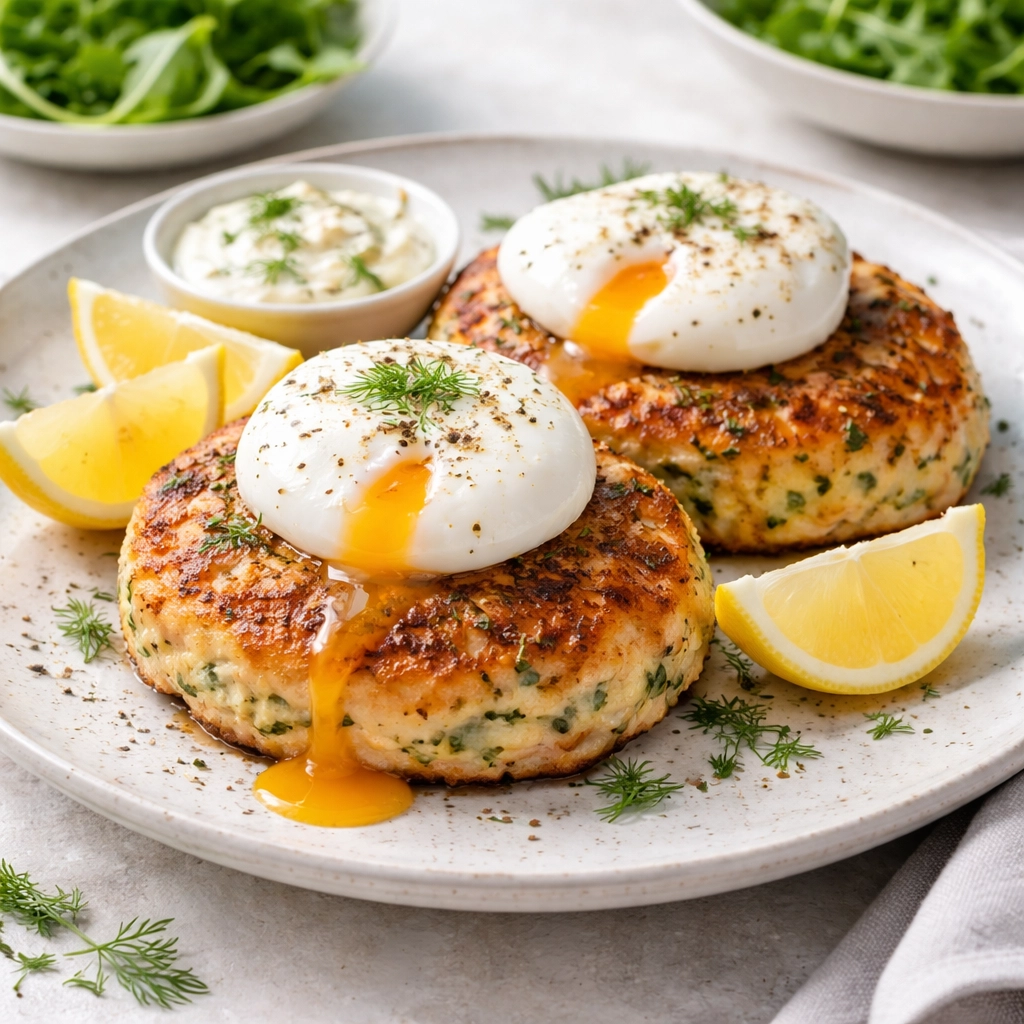 Salmon Fishcakes with Poached Eggs