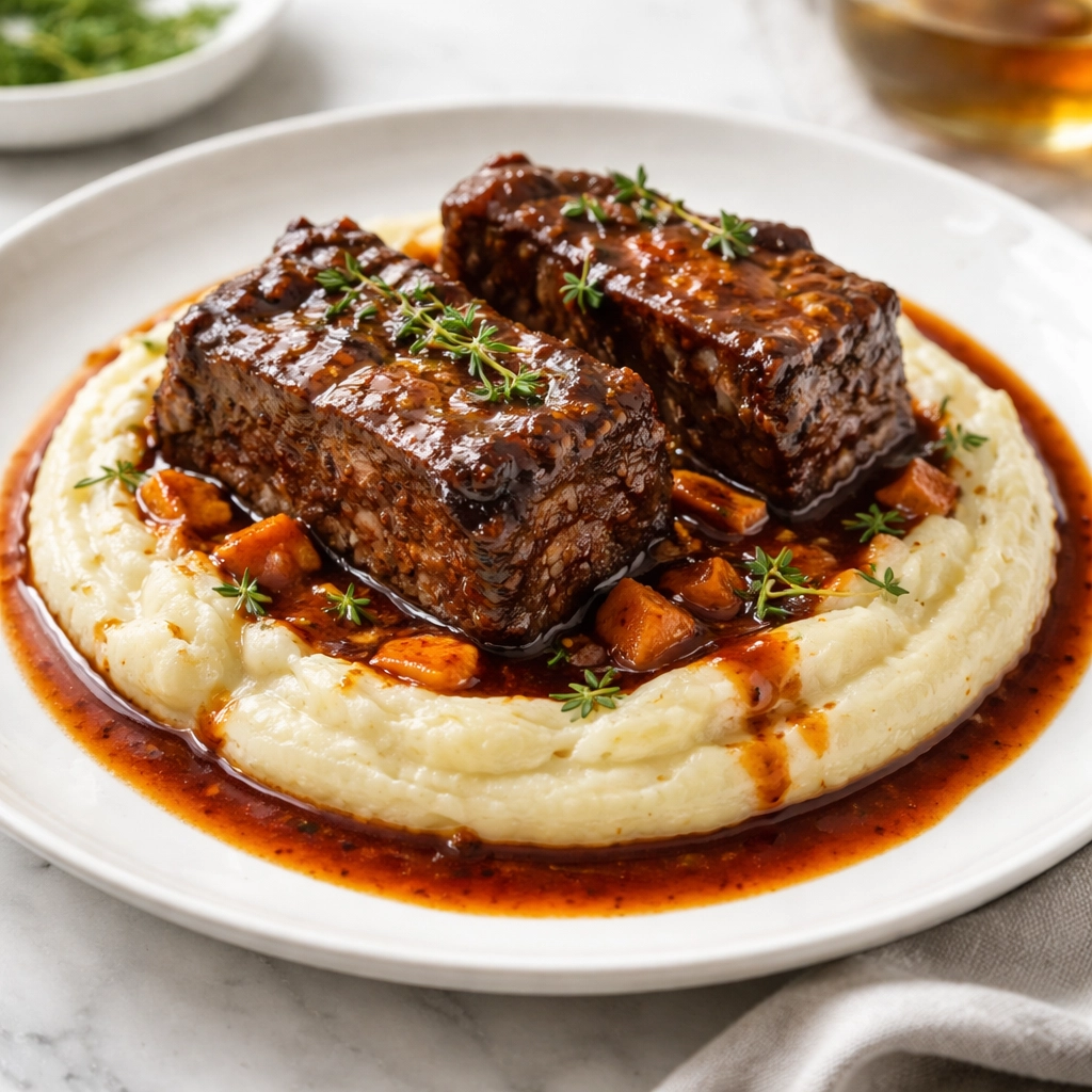 Cotes de Boeuf Braisees, Puree de Chou-fleur